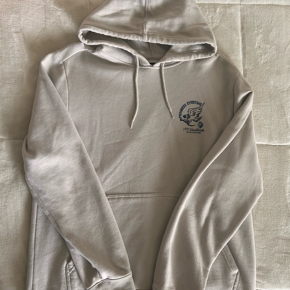 Gray Hoodie with Blue Logo